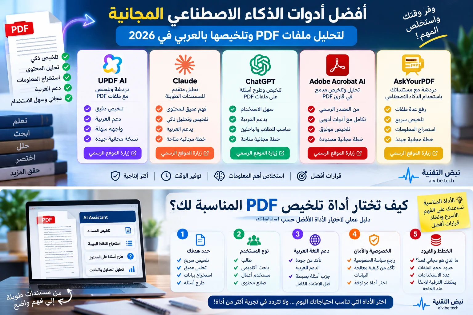 أفضل أدوات الذكاء الاصطناعي المجانية لتحليل وتلخيص ملفات PDF بالعربي