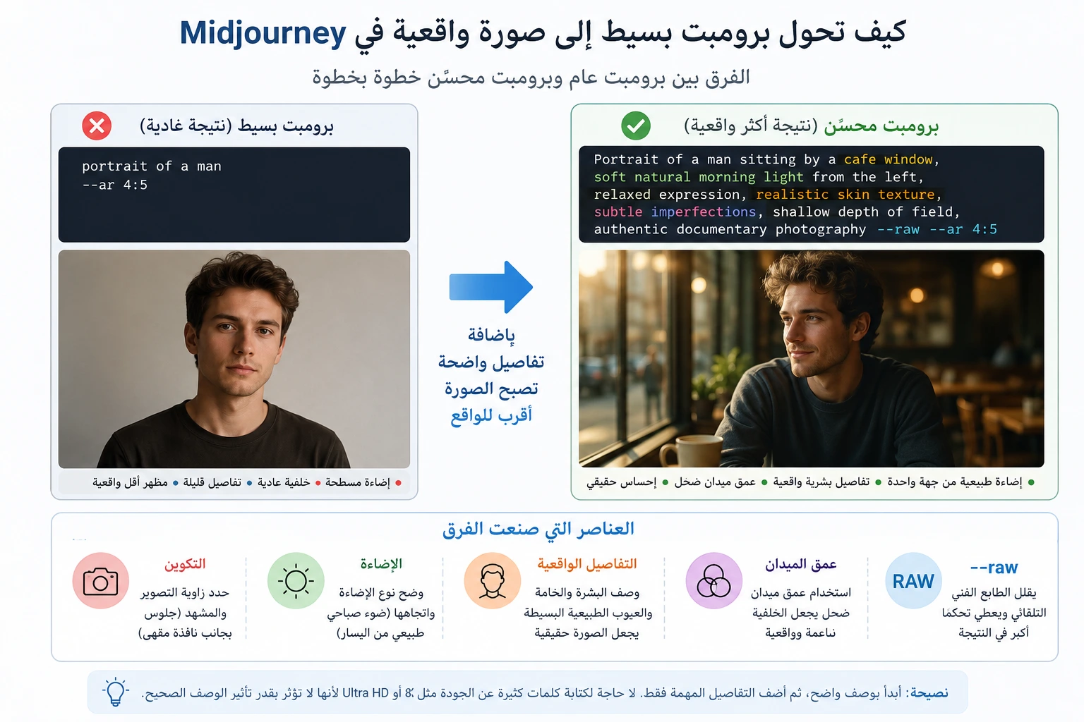تحسين برومبت Midjourney للحصول على صور واقعية