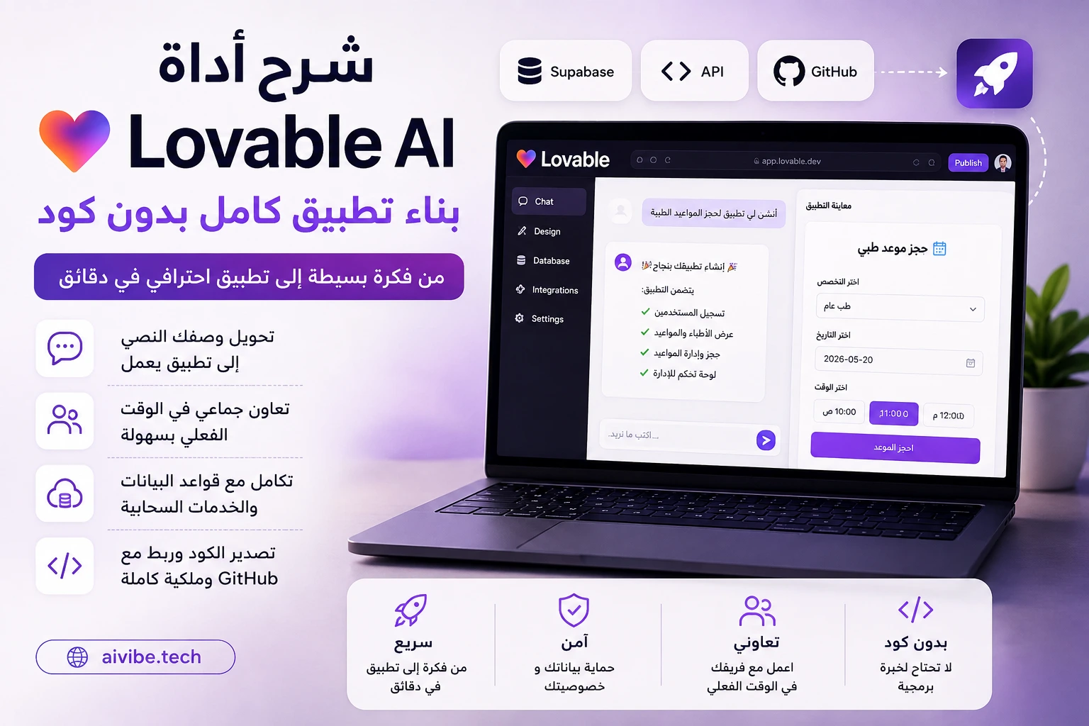 شرح Lovable AI لبناء تطبيق كامل بدون كود باستخدام الذكاء الاصطناعي